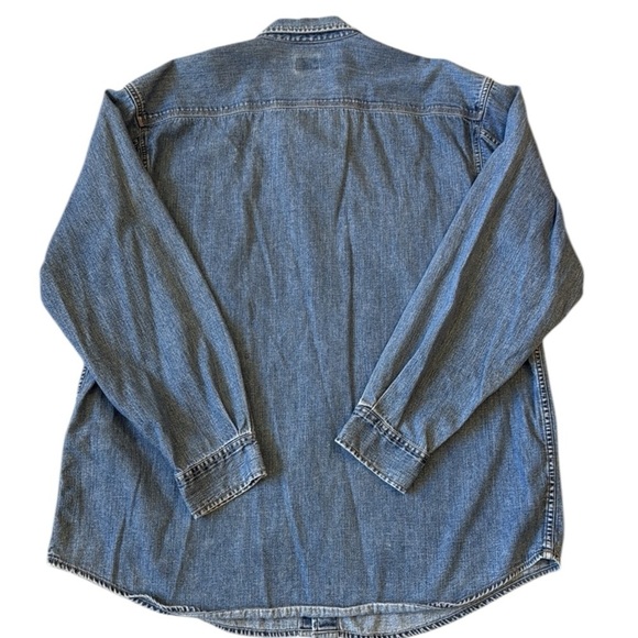 VTG Calvin Klein Long Sleeve Button Blue Denim Shirt Embroidered Hong Kong XL - Picture 11 of 13